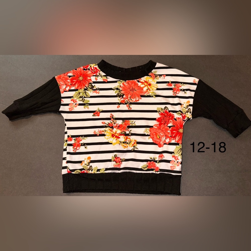 Toddler Floral Striped Long Sleeve Top
